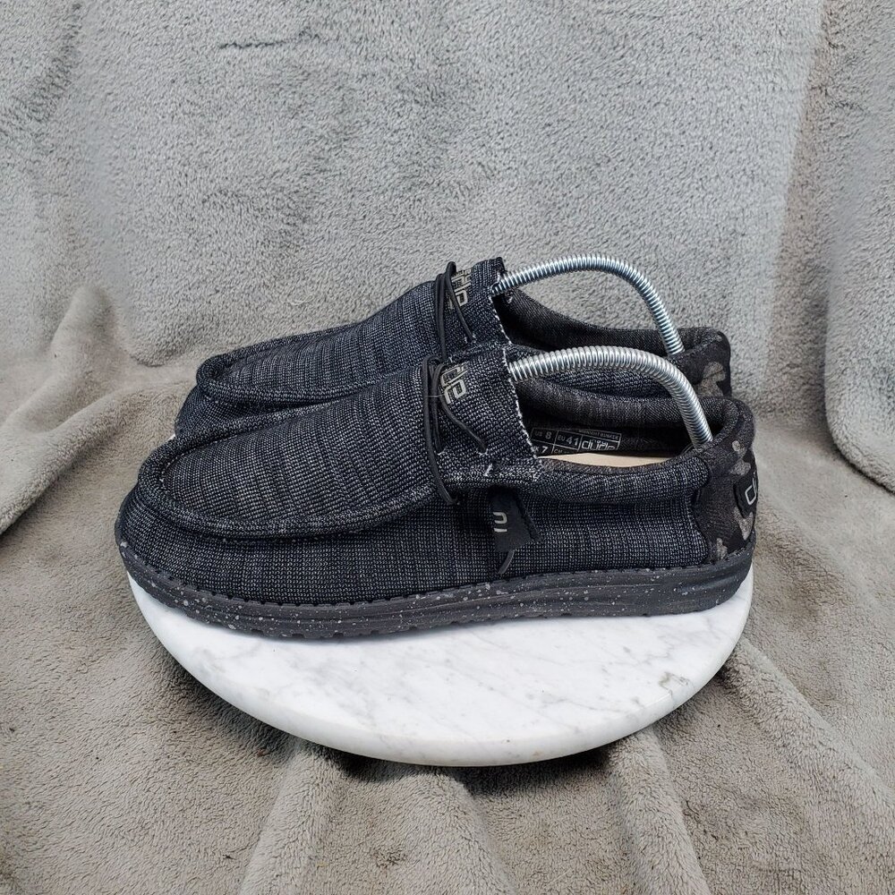 Hey Dude Shoes Mens Size 8 Wally Stretch Midnight Bunker Slip-On Canvas Shoes